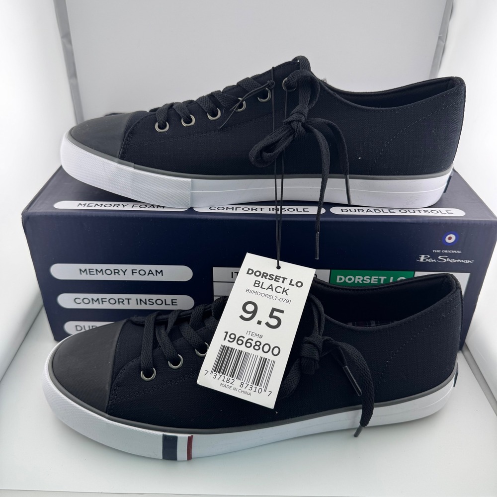 Ben Sherman Dorset Lo Sneakers Mens 9.5 Black NIB Canvas Low Top BSMDORSLT-0791